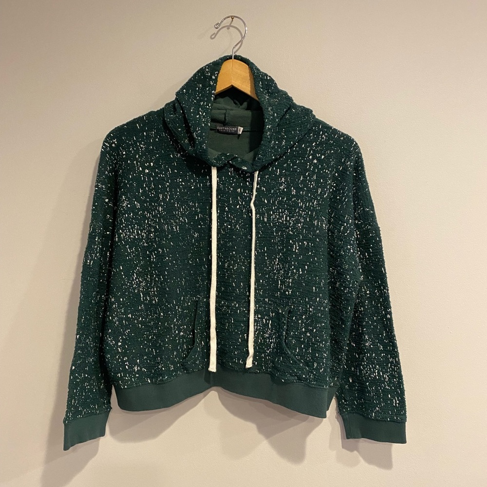 Earthbound Trading Co. Cropped Hoodie Sweatshirt Pullover Paint Splatter